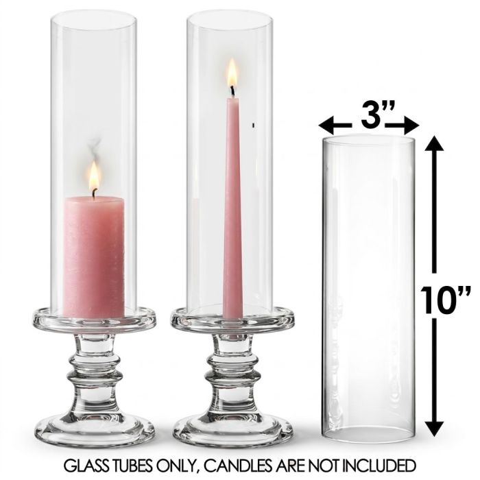 3" X 10" glass hurricane candle holders