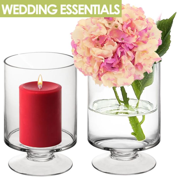pedestal glass stem candle holder