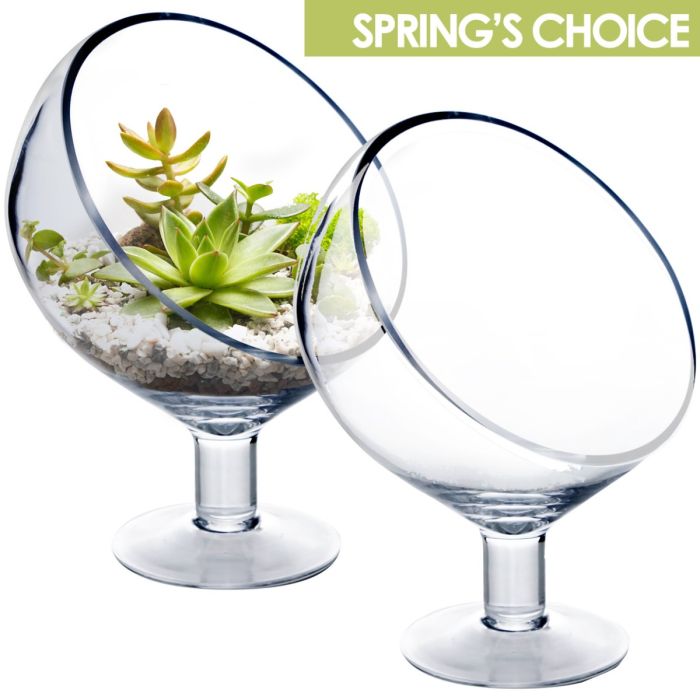 slant cut bowl with pedestal stem