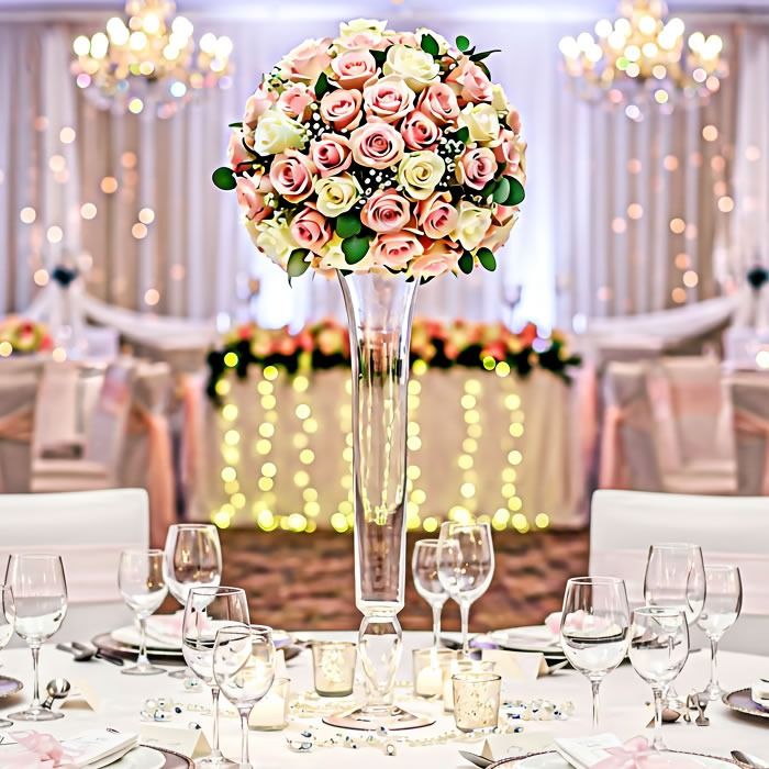 20 x 4.5 inch Clear Glass Flower Trumpet Vase Wedding Centerpieces