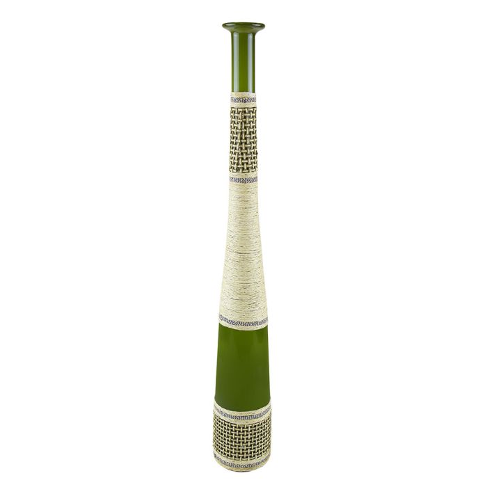 green woven glass vases