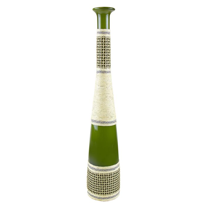 green woven glass vases