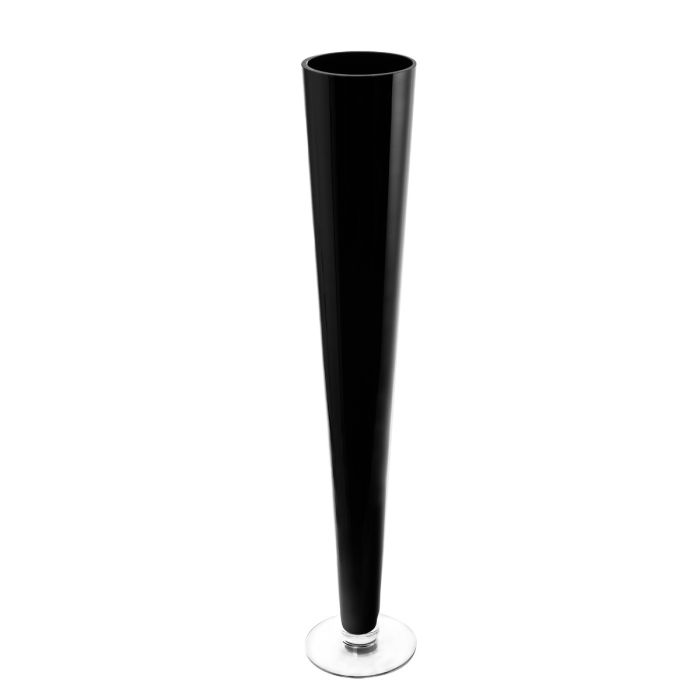 28 inches black glass trumpet vases
