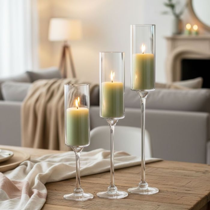 glass hurricane candle holders