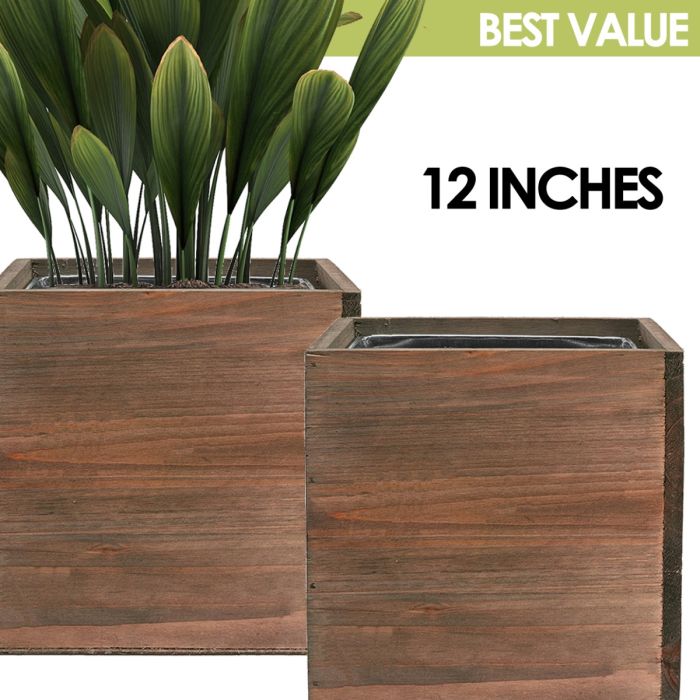 12 inch wooden planter box with zinc liner wholesale pack