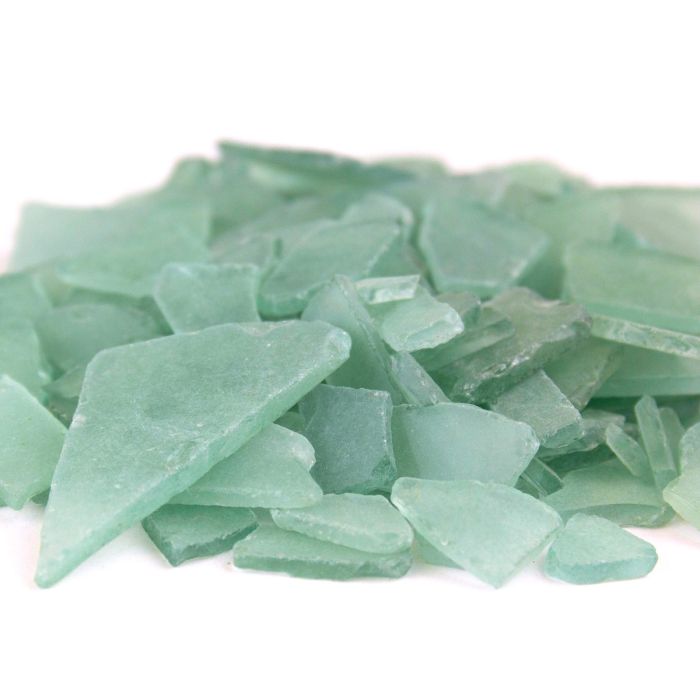 25 lbs Sea Glass Flat Vase Filler Pine Green 0.25" - 2.8" (Multiple Packing)