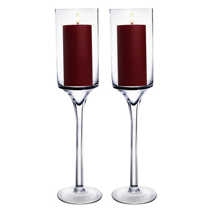 Glass Candle Holder Long Pedestal Stem