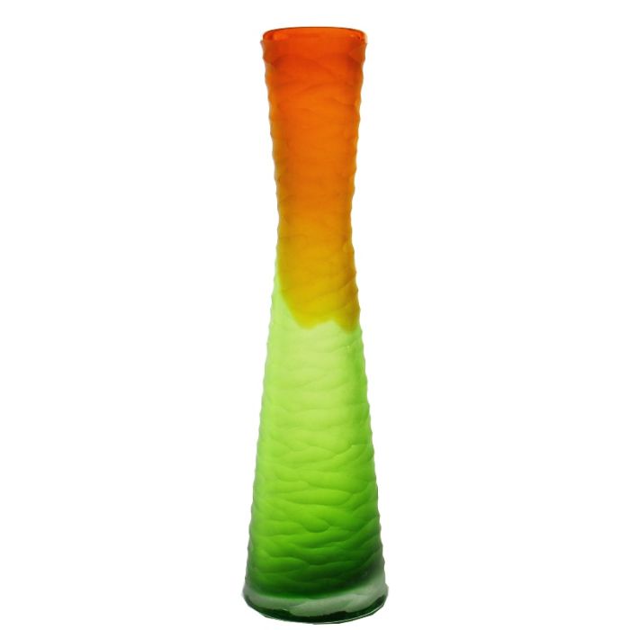 Orange Green Carved Vase