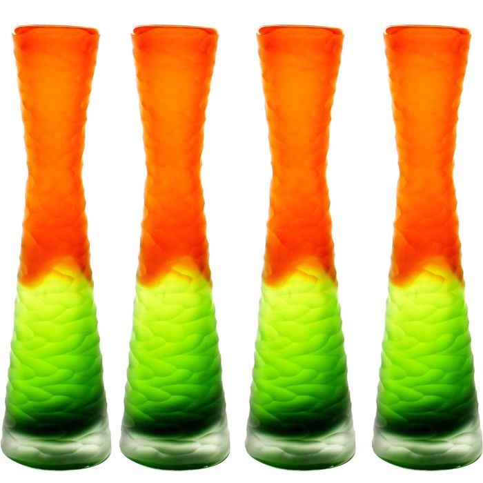 orange green carved vase