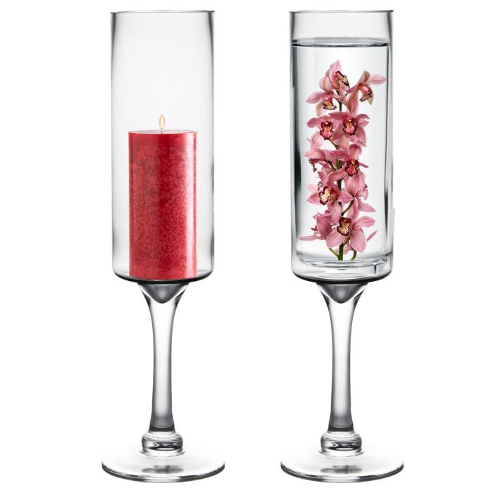 Long Stem Glass Candle Holder H-16 Open-3.5