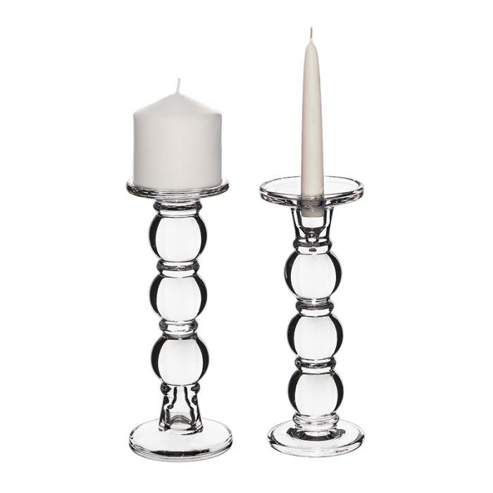 glass bubble pillar candle holders