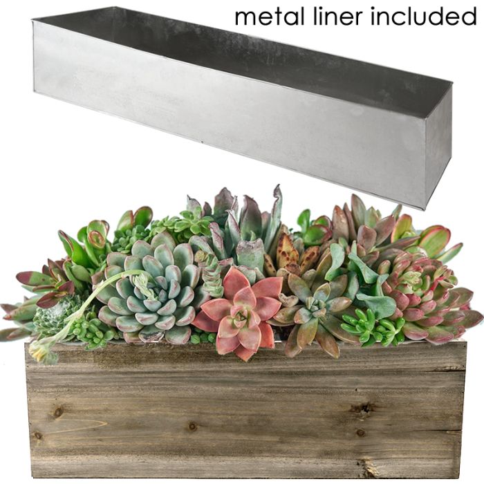 wood planter with zinc liner