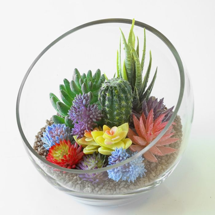 slant cut bowl tilted terrarium glass wholesale