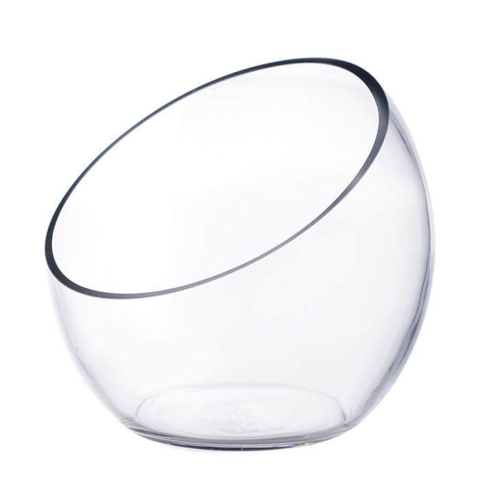 glass tilted slant cut terrarium bowl