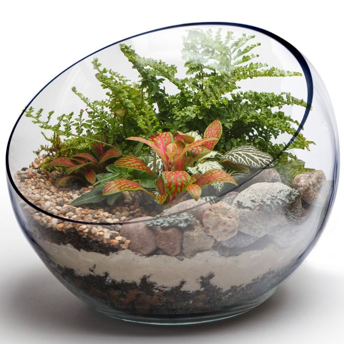 Slant Cut Tilted Glass Bowl