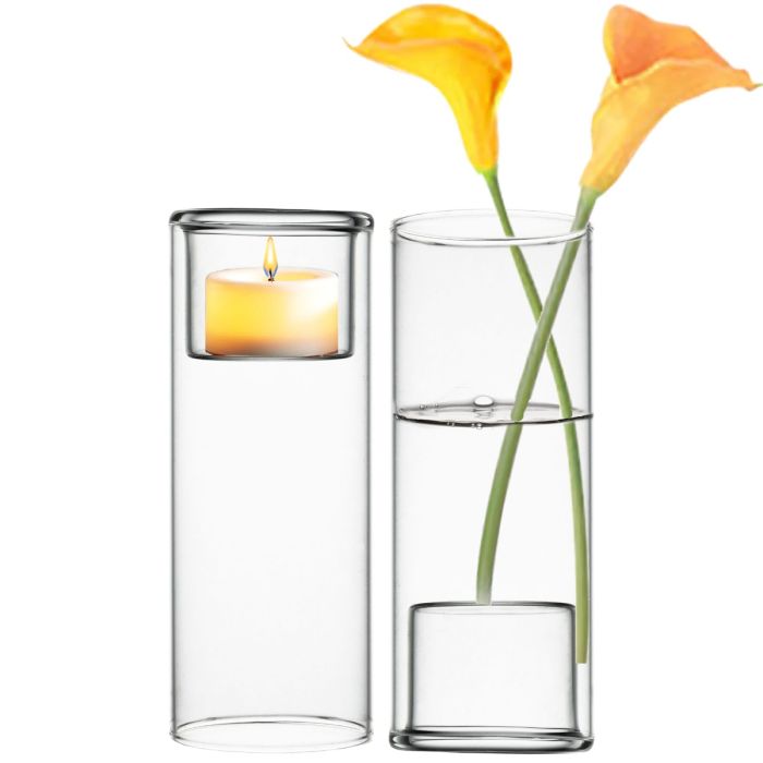glass tea light candle holders bud vases