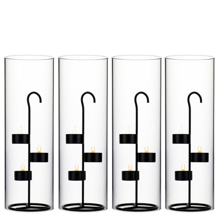 Tea Light Black Metal Candle Holder Stands. H-11.75" D-4.25"