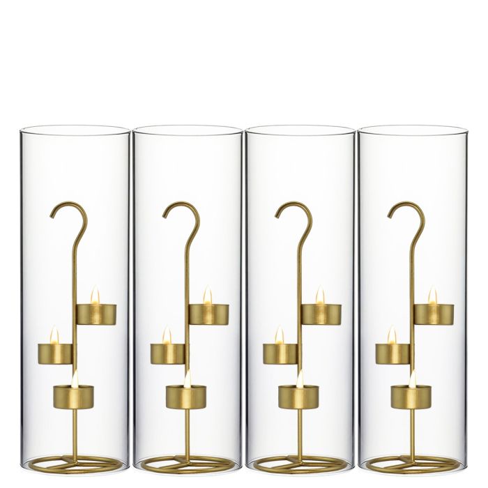 Tea Light Gold Metal Candle Holder Stands bottomless hurricane chimney tubes