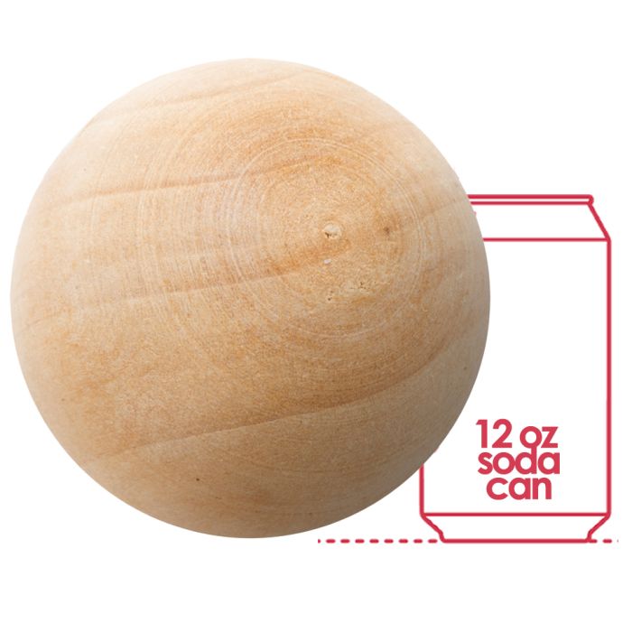 Natural Unfinished 7" Diameter Large Wood Ball Sphere (Multiple Packing)