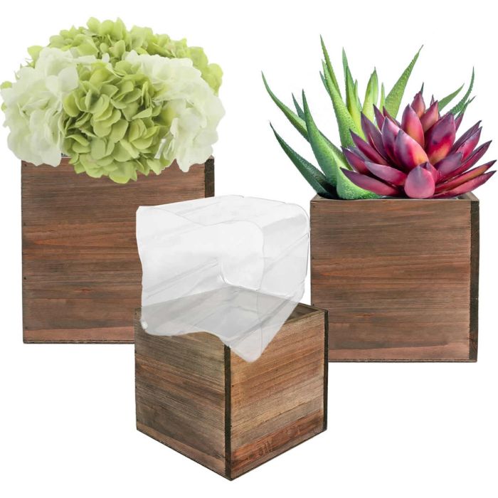 wood cube planter box
