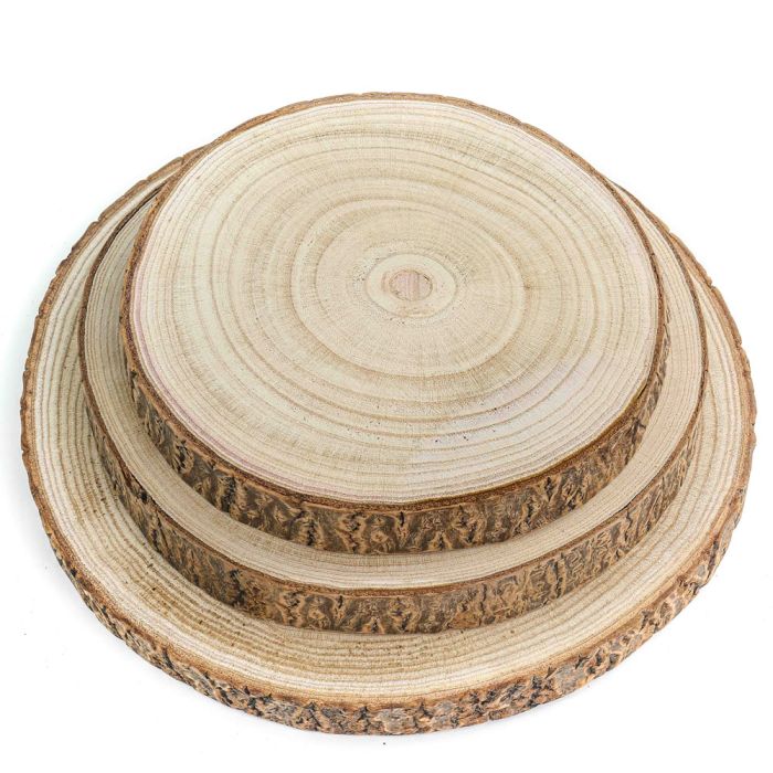 rustic wood slices centerpieces with bark