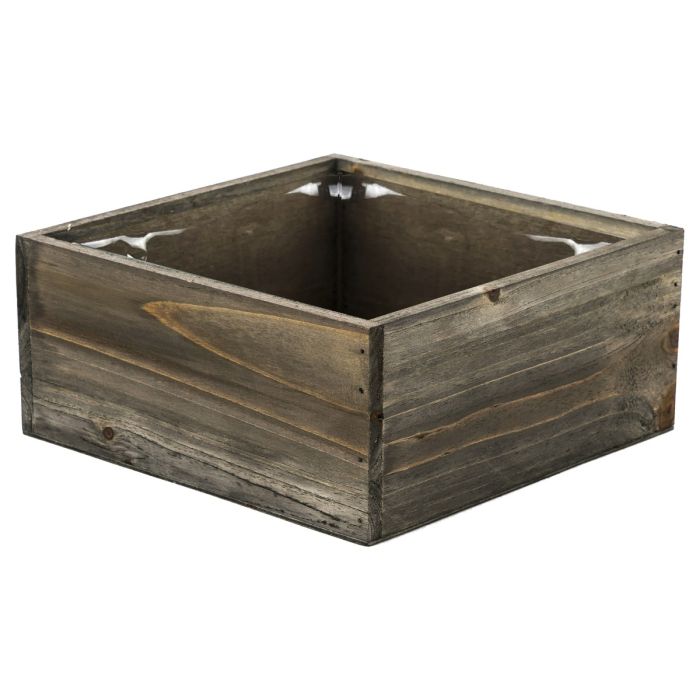 square wooden planter box 10 inches by 4 inches