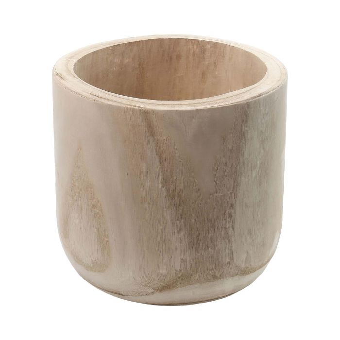 wood round cylinder planter vases