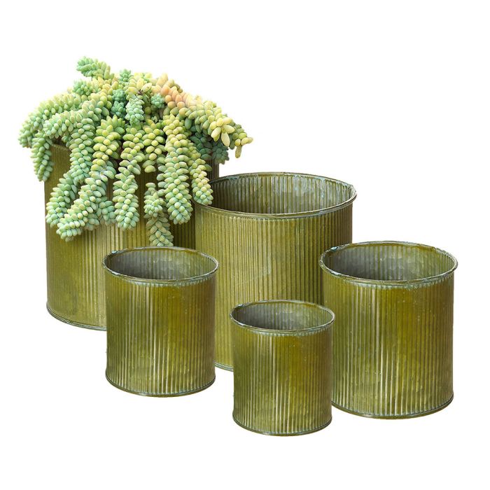 6 Sets Corrugated Zinc Planter Set, H-4", 5", 6", 7", 8"  (30 pcs)