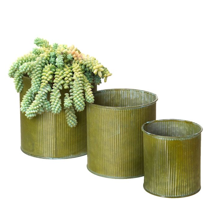 corrugated metal planters set 