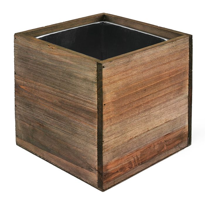6 inches wood cube planter box
