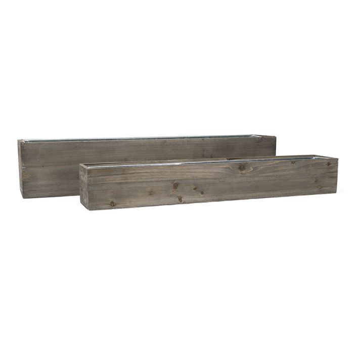 Wood Rectangle Planter Box w/ Zinc Liner Natural Wholesale Package