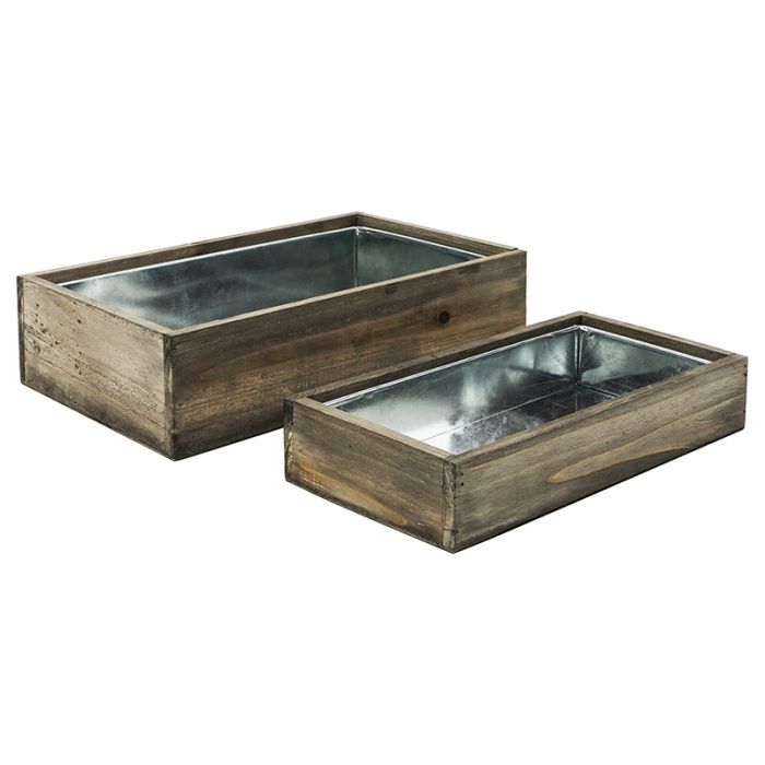 wood rectangle planter box set of 2
