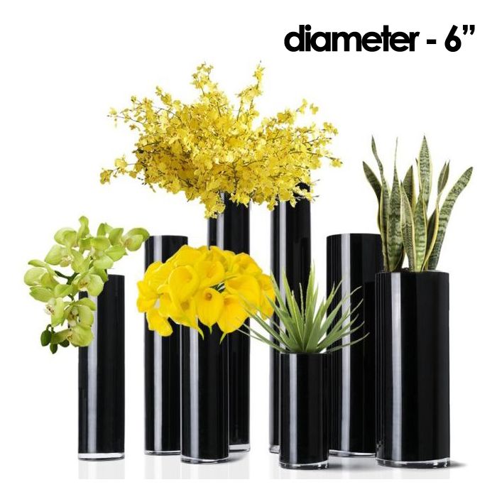 Black Glass Cylinder Vase