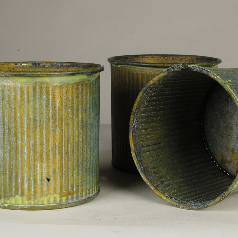 Distressed Zinc Container Close Up