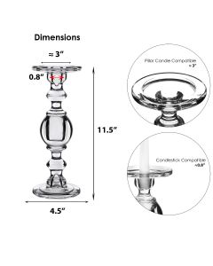 glass candle holder for pillar and taper candles