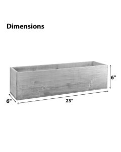 Wood Rectangle White Wash Planter Box w/ plastic Liner Natural