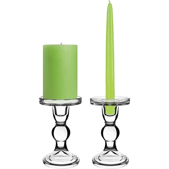5 5 Inch Glass Pillar Taper Candlestick Holders Wholesale